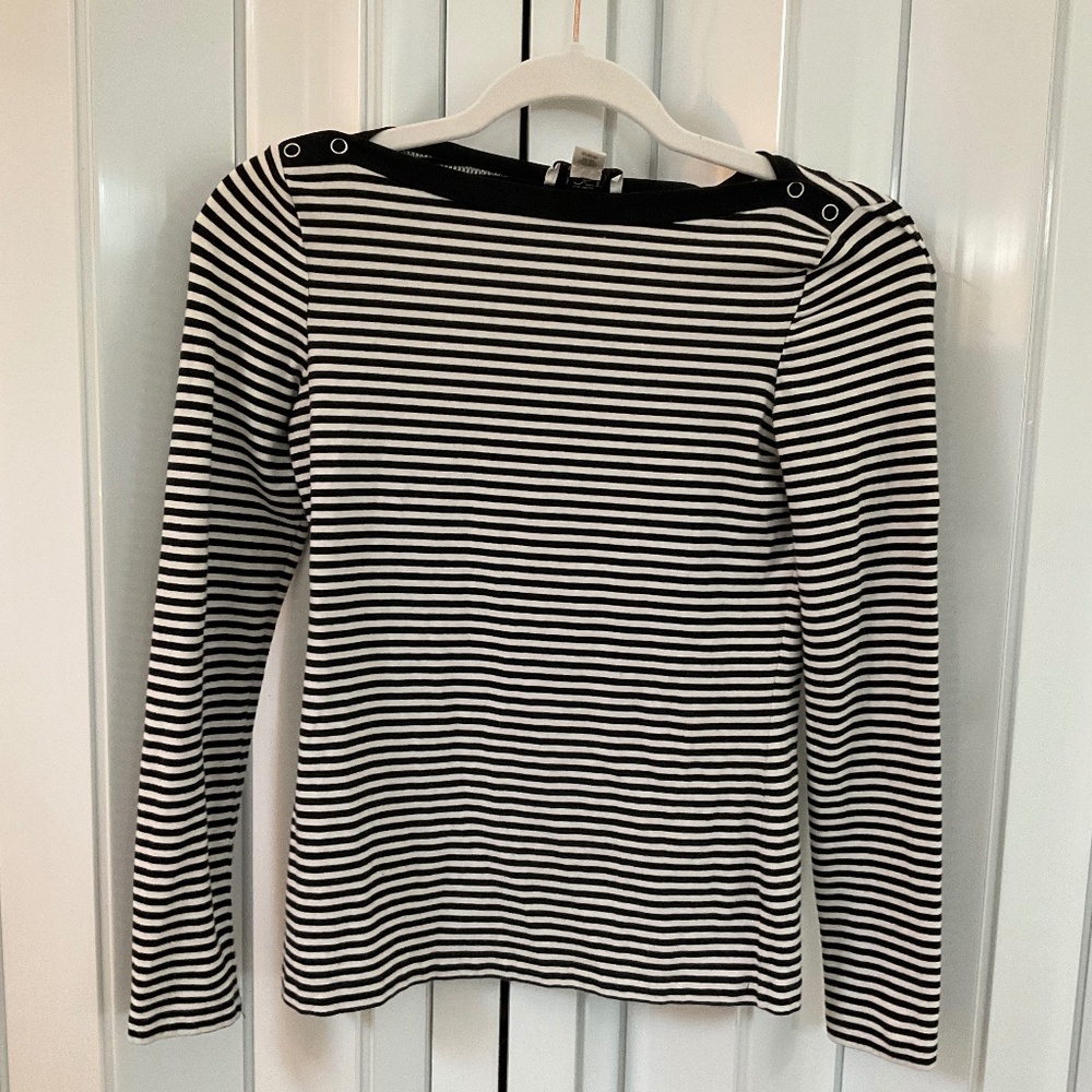 Navy and White Striped Top